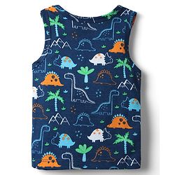 Babyhug 100% Cotton Single Jersey Knit Sleeveless Antibacterial Sando With Stripes Dino &  Star Print Pack Of 3 - Orange Light Blue & Navy Blue