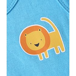 Babyhug 100% Cotton Antibacterial Sando With Stripes & Animal Print Pack Of 3 - Light Blue Yellow & Turquoise