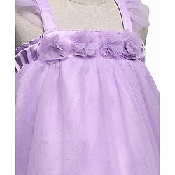 Babyhug Woven Sleeveless Ruffled Party Dress With Floral Corsage - Lavender