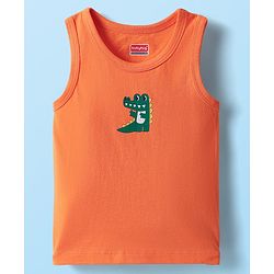 Babyhug 100% Cotton Antibacterial Sleeveless Sando With Stripes & Animal Print Pack Of 3 - Light Blue Orange & White