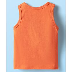 Babyhug 100% Cotton Antibacterial Sleeveless Sando With Stripes & Animal Print Pack Of 3 - Light Blue Orange & White