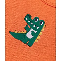 Babyhug 100% Cotton Antibacterial Sleeveless Sando With Stripes & Animal Print Pack Of 3 - Light Blue Orange & White