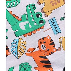 Babyhug 100% Cotton Antibacterial Sleeveless Sando With Stripes & Animal Print Pack Of 3 - Light Blue Orange & White
