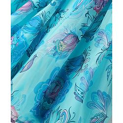 Babyhug Woven Sleeveless Party Frock with Floral Print & Floral Applique - Light Blue