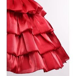 Babyhug 5 Layered Sleeveless Party Dress With Floral Applique & Frill - Red