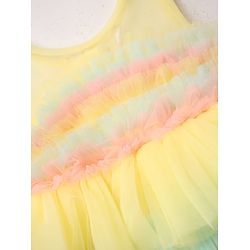 Babyhug Woven Sleeveless Mesh Party Dress With Color Block Design - Multicolor