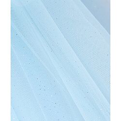Babyhug 5 Layers With Cotton Lining Cap Sleeves Tiered Glitter Mesh Party Dress With Flower Applique - Light Blue