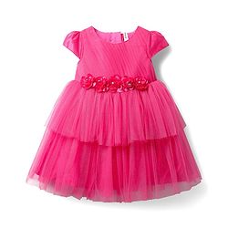 Babyhug 5 Layers With Cotton Lining Cap Sleeves Tiered Glitter Mesh Party Dress With Flower Applique - Light Blue