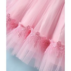 Babyhug 5 Layered With Cotton Lining Fit & Flare Sleeveless Mesh Party Dress With Flower Corsage and Lace Detailing - Pink