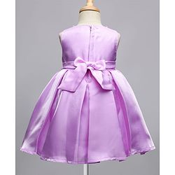 Babyhug Woven Sleeveless Party Dress With Floral Applique - Lavender