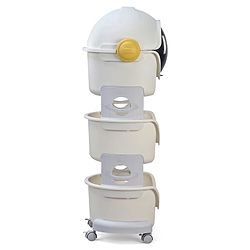Babyhug Spaceman Storage Cart - Grey| 3 layers| Wheels with Lock| Top Layer with Dust Cover| Plug & Play Assembly| Toys Cloths Feeding Accessories Stationery Storage| Wardrobe