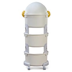 Babyhug Spaceman Storage Cart - Grey| 3 layers| Wheels with Lock| Top Layer with Dust Cover| Plug & Play Assembly| Toys Cloths Feeding Accessories Stationery Storage| Wardrobe