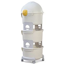 Babyhug Spaceman Storage Cart - Grey| 3 layers| Wheels with Lock| Top Layer with Dust Cover| Plug & Play Assembly| Toys Cloths Feeding Accessories Stationery Storage| Wardrobe