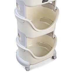 Babyhug Spaceman Storage Cart - Grey| 3 layers| Wheels with Lock| Top Layer with Dust Cover| Plug & Play Assembly| Toys Cloths Feeding Accessories Stationery Storage| Wardrobe
