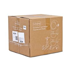 Babyhug Spaceman Storage Cart - Grey| 3 layers| Wheels with Lock| Top Layer with Dust Cover| Plug & Play Assembly| Toys Cloths Feeding Accessories Stationery Storage| Wardrobe