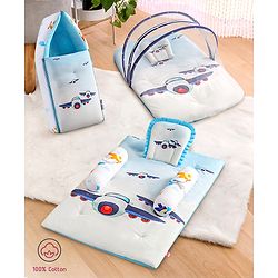 Babyhug Premium Aeroplane Theme Printed Super Saver Bedding Combo Set -White