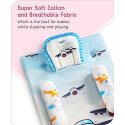 Babyhug Premium Aeroplane Theme Printed Super Saver Bedding Combo Set -White