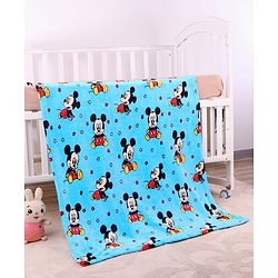 Babyhug Lightweight Disney Single Ply Mink Blanket Smiley Mickey  Print- Brown