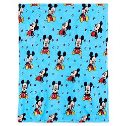 Babyhug Lightweight Disney Single Ply Mink Blanket Smiley Mickey  Print- Brown