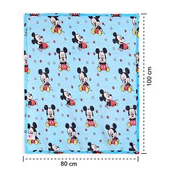 Babyhug Lightweight Disney Single Ply Mink Blanket Smiley Mickey  Print- Brown