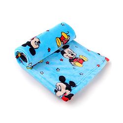 Babyhug Lightweight Disney Single Ply Mink Blanket Smiley Mickey  Print- Brown