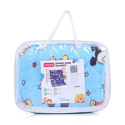 Babyhug Lightweight Disney Single Ply Mink Blanket Smiley Mickey  Print- Brown