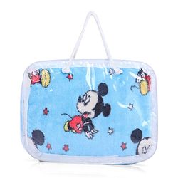 Babyhug Lightweight Disney Single Ply Mink Blanket Smiley Mickey  Print- Brown