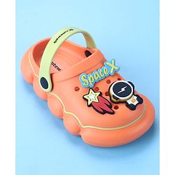 Cute Walk by Babyhug Clogs with Back Strap Space Theme Appliques - Orange