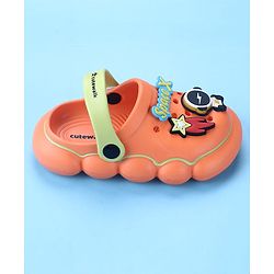 Cute Walk by Babyhug Clogs with Back Strap Space Theme Appliques - Orange