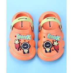 Cute Walk by Babyhug Clogs with Back Strap Space Theme Appliques - Orange
