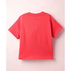 Babyhug Cotton Knit Half Sleeves T-Shirt With Chicago Text Print - Red