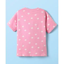 Babyhug Cotton Knit Half Sleeves T-Shirt with Polka Dots & Sling Bag Print - Pink