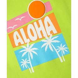 Babyhug Cotton Knit Half Sleeves Crop T-Shirt with Beach Theme Print - Light Green