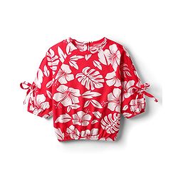 Babyhug Cotton Knit Three Fourth Raglan Sleeves With Floral Print - Red