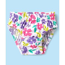 Babyhug 100% Cotton Knit Antibacterial Panties with Floral & Polka Dots Print Pack of 3 - Pink Lilac & White