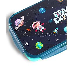 Babyhug Space Stainless Steel Lunch Box|BPA Free|Leak Proof|1 Lunch Box, 1 Container,1 Spoon, 1 Fork|550ML,110ML|Perfect for School Kids & Outdoors|Navy Blue