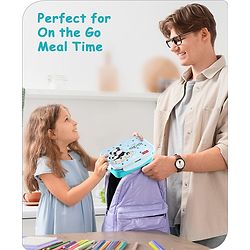 Babyhug Space Stainless Steel Lunch Box|BPA Free|Leak Proof|1 Lunch Box, 1 Container,1 Spoon, 1 Fork|550ML,110ML|Perfect for School Kids & Outdoors|(Color May vary)