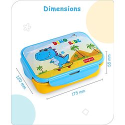 Babyhug Space Stainless Steel Lunch Box|BPA Free|Leak Proof|1 Lunch Box, 1 Container,1 Spoon, 1 Fork|550ML,110ML|Perfect for School Kids & Outdoors|(Color May vary)