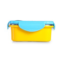 Babyhug Space Stainless Steel Lunch Box|BPA Free|Leak Proof|1 Lunch Box, 1 Container,1 Spoon, 1 Fork|550ML,110ML|Perfect for School Kids & Outdoors|(Color May vary)