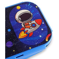 Babyhug Space Stainless Steel Lunch Box|BPA Free|Leak Proof|2 compartment,1 Spoon and 1 Fork|550 ML|Perfect for School Kids & Outdoors|Navy Blue