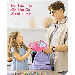 Babyhug Space Stainless Steel Lunch Box|BPA Free|Leak Proof|2 compartment,1 Spoon and 1 Fork|550 ML|Perfect for School Kids & Outdoors|Navy Blue
