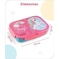 Babyhug Space Stainless Steel Lunch Box|BPA Free|Leak Proof|2 compartment,1 Spoon and 1 Fork|550 ML|Perfect for School Kids & Outdoors|Navy Blue