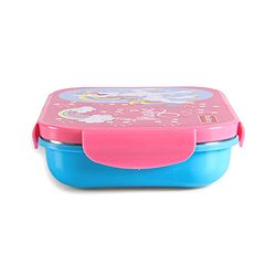 Babyhug Space Stainless Steel Lunch Box|BPA Free|Leak Proof|2 compartment,1 Spoon and 1 Fork|550 ML|Perfect for School Kids & Outdoors|Navy Blue