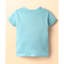 Babyhug Cotton Knit Half Sleeves Shorts Night Suit With Stripes & Bear Print - Light Blue
