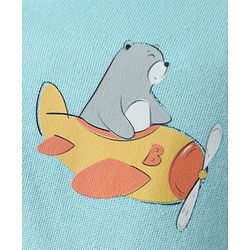 Babyhug Cotton Knit Half Sleeves Shorts Night Suit With Stripes & Bear Print - Light Blue