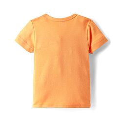 Babyhug 100% Cotton Knit Half Sleeves Shorts Night Suit With Stripes & Text Print - Orange