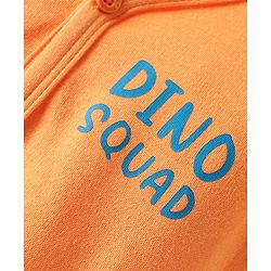 Babyhug 100% Cotton Knit Half Sleeves Shorts Night Suit With Stripes & Text Print - Orange