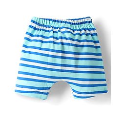 Babyhug 100% Cotton Knit Half Sleeves Shorts Night Suit With Stripes & Text Print - Orange