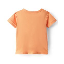 Babyhug 100% Cotton Knit Front Open Half Sleeves Shorts Night Suit With Text Print - Orange