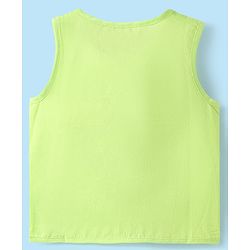 Babyhug 100% Cotton Woven Front Open Sleeveless Jhablas with Tropical Print Pack of 3 - White & Limegreen